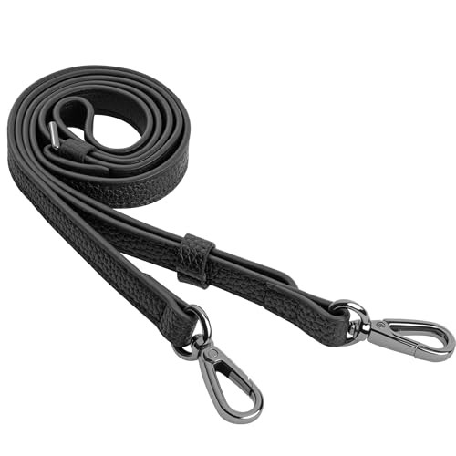 PU Leather Thin (0.47" W x 43" to 51" L Adjustable) Black& Black Hardware