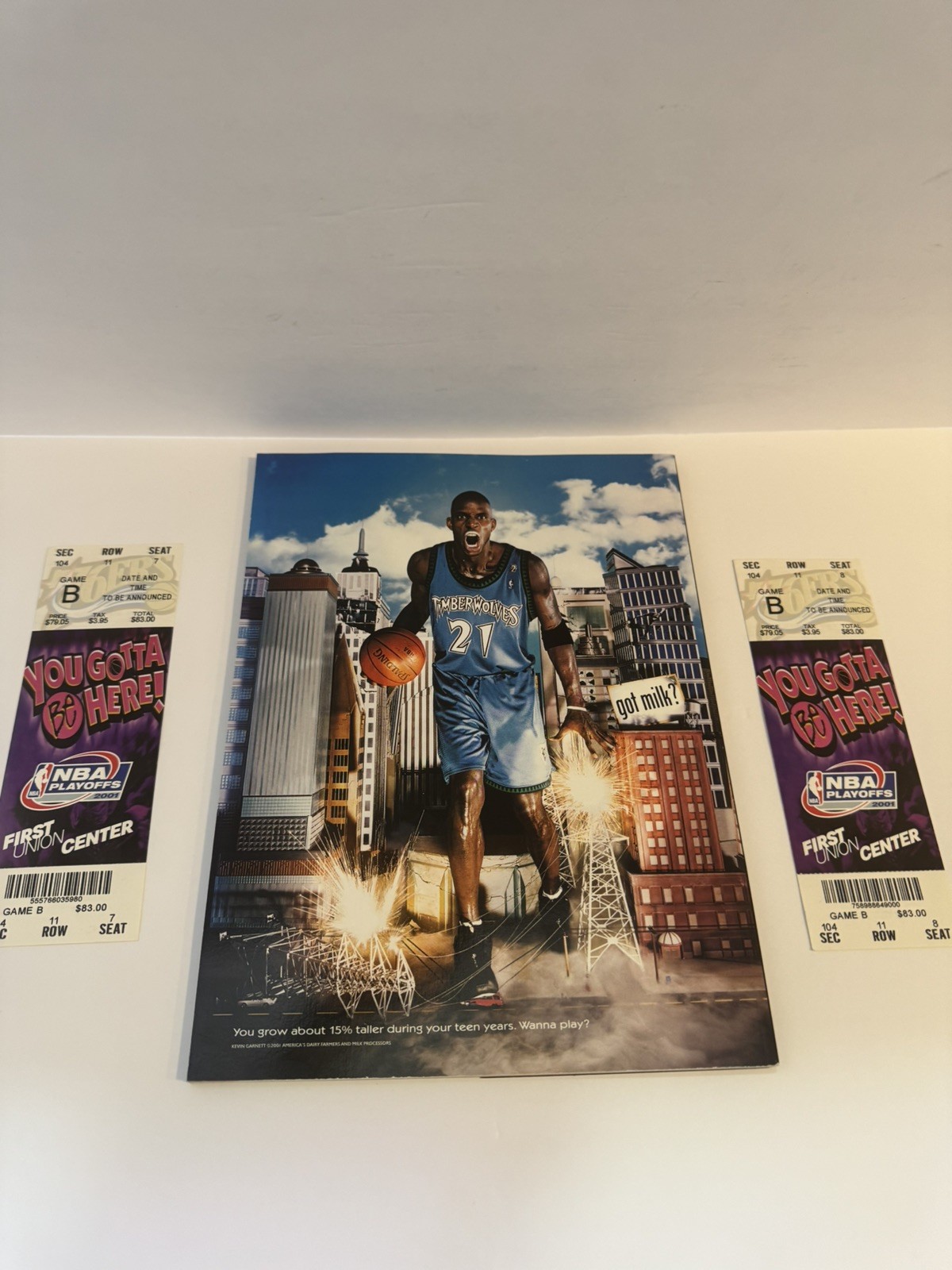 2001 NBA Finals Commemorative Edition Program Sixers Vs Lakers 2 ticket stubs