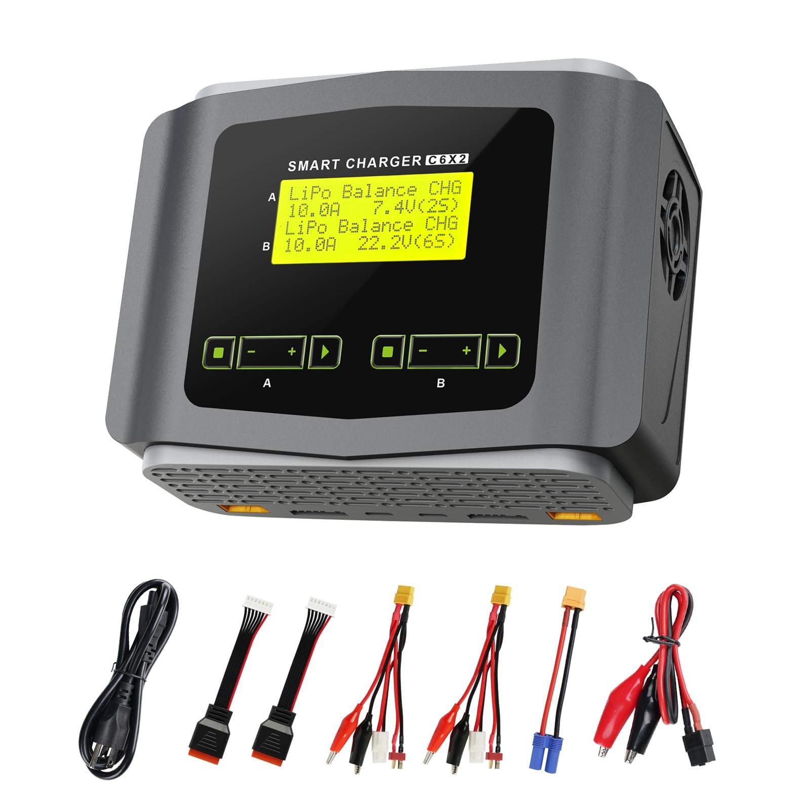 C6X2 Dual LiPo Battery Charger DC 240W 10A,Smart Balance Charger Discharger f...