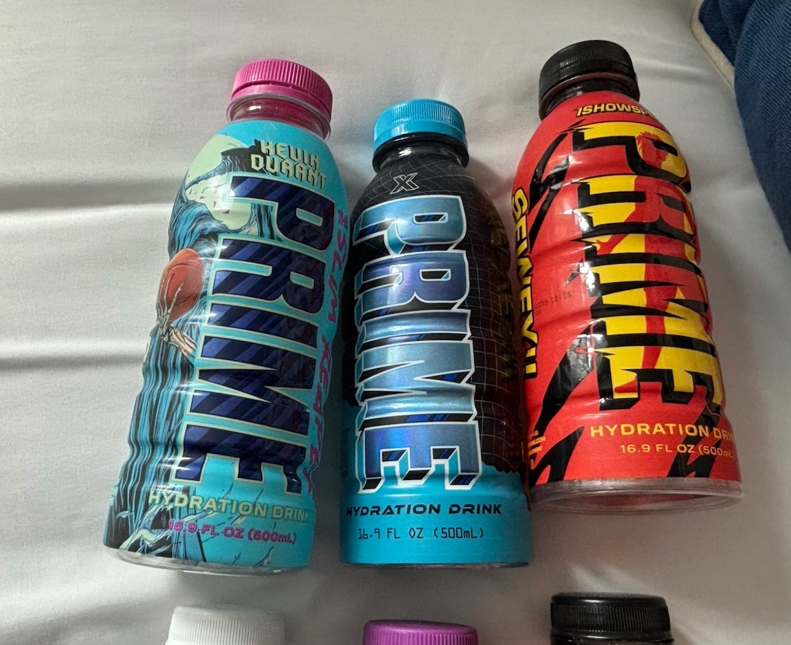 Empty prime hydration bottles