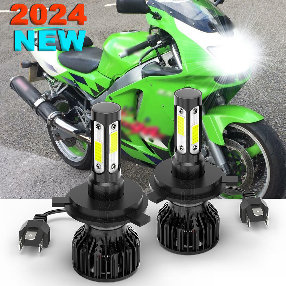 2x High Power LED Headlight H4 Bulbs For Kawasaki Ninja ZX6R ZX7R ZX9R 1995-2002