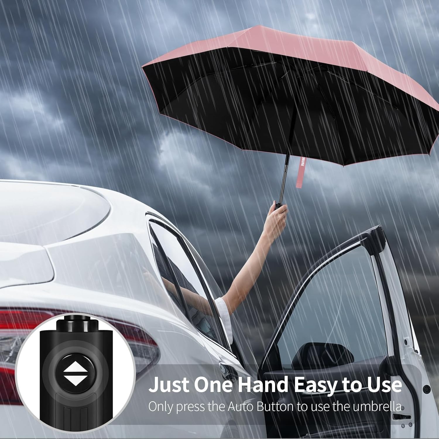 Yoobure Windproof Travel Umbrella - Automatic Umbrellas for Rain, Compact Foldin