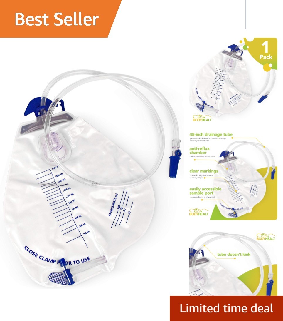 Sanitary Urine Drainage Bag with 48" Tube - 2000 mL, Perfect for Home & Hospital