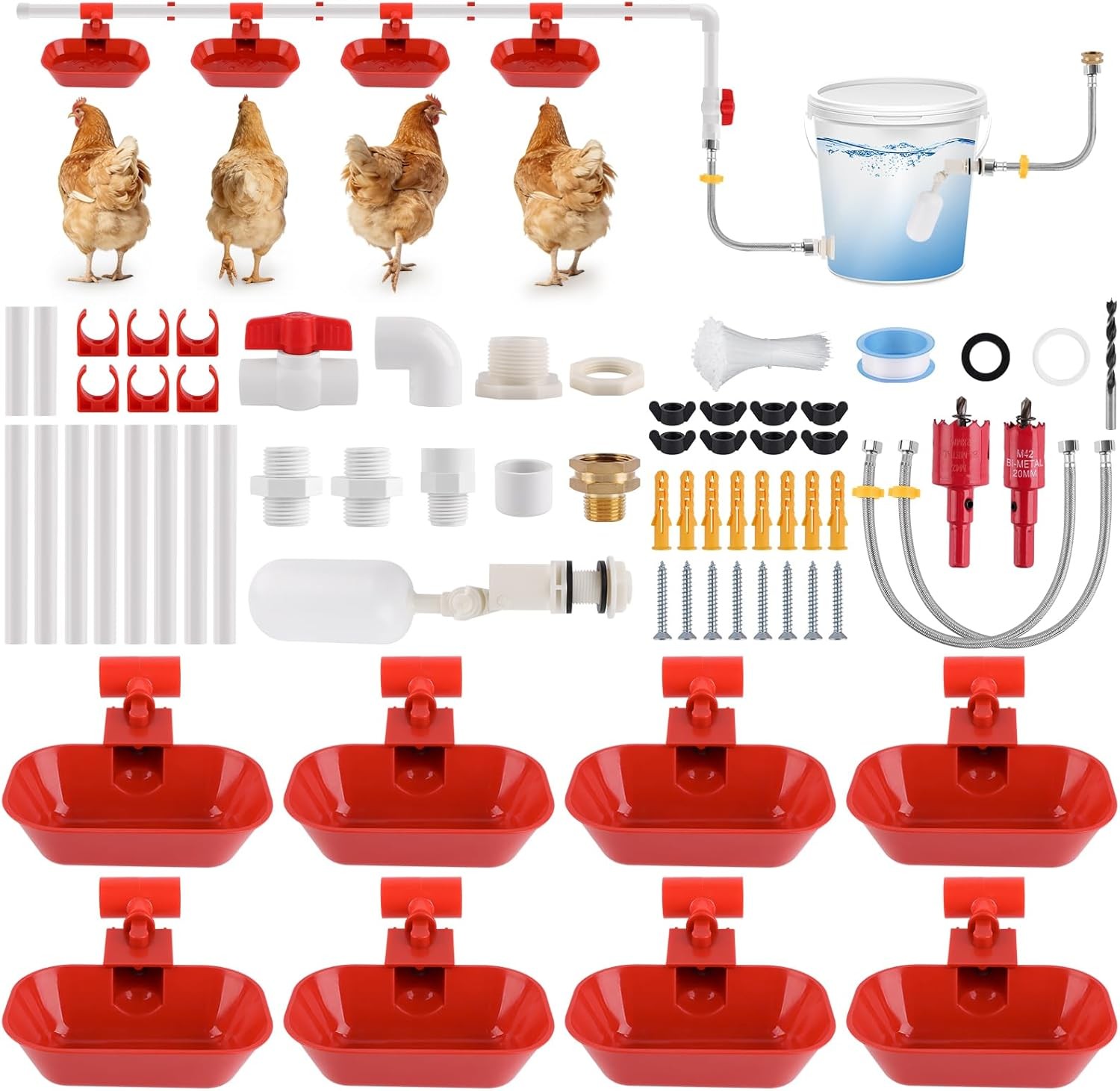 Complete Set Automatic Chicken Drinking System Upgraded Extra Large Poultry