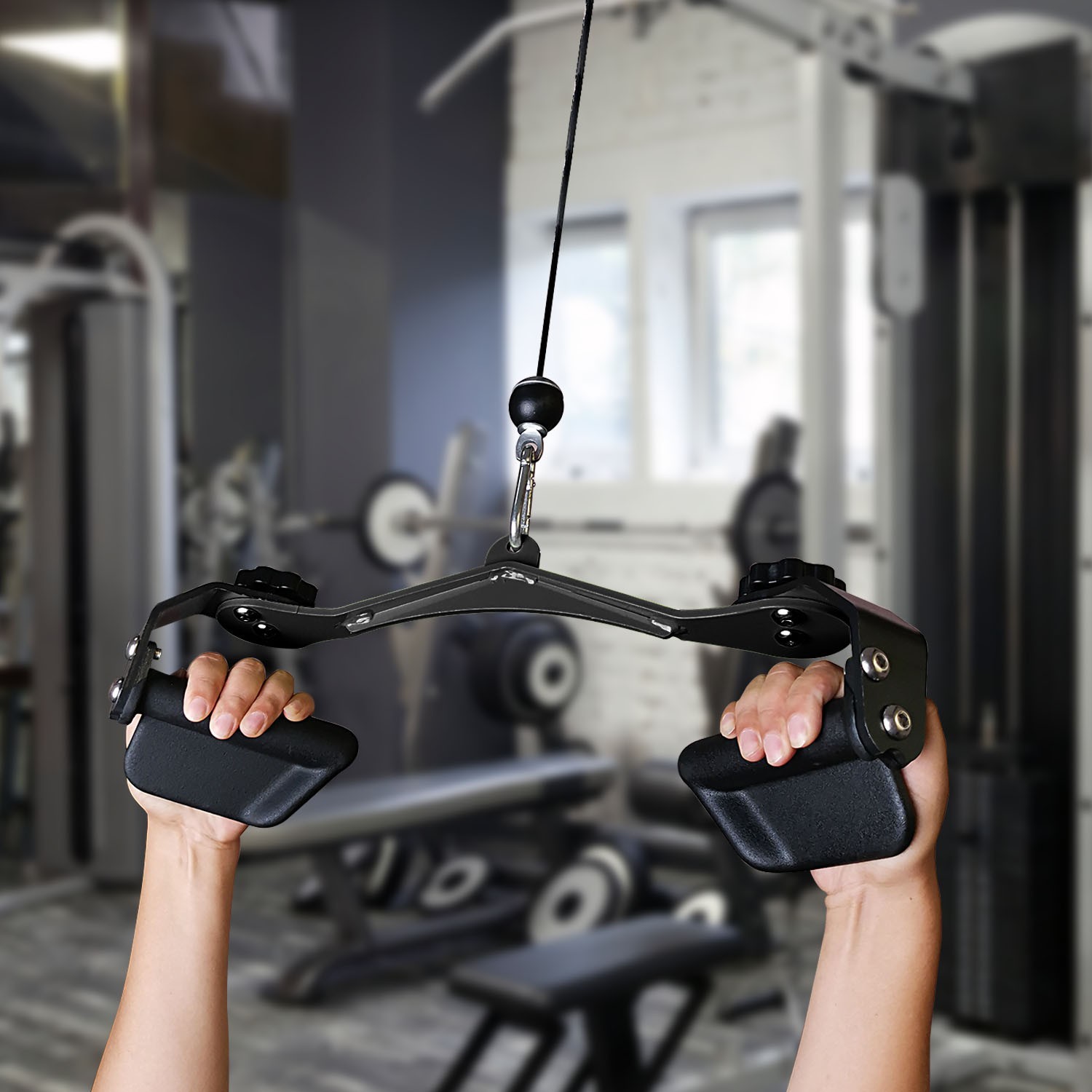 Adjustable Lat Pull Down Bar Cable Machine Attachments for Gym T-bar Row Handle
