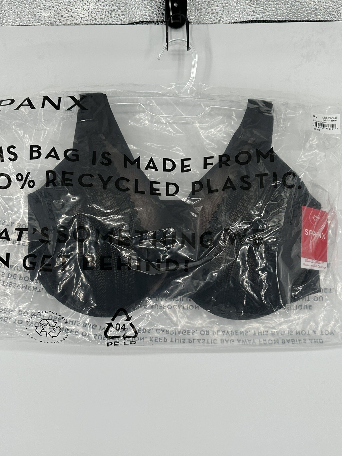 NEW! SPANX Bra-llelujah! Illusion Lace Full Coverage Bra Black Sz 38DD 30061R W1