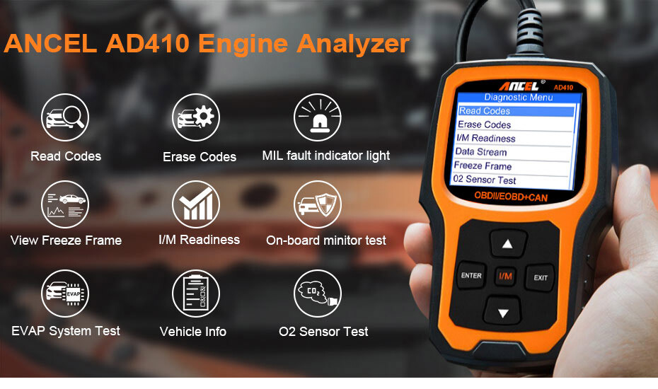 Car OBD Code Reader Clear Code OBD2 Scanner Check Engine Light Tool ANCEL AD410