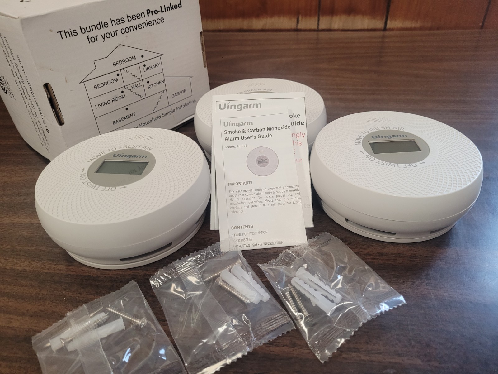 Interconnected Smoke & Carbon Monoxide Detector 10-Year Lithium 3 Pack Wireless