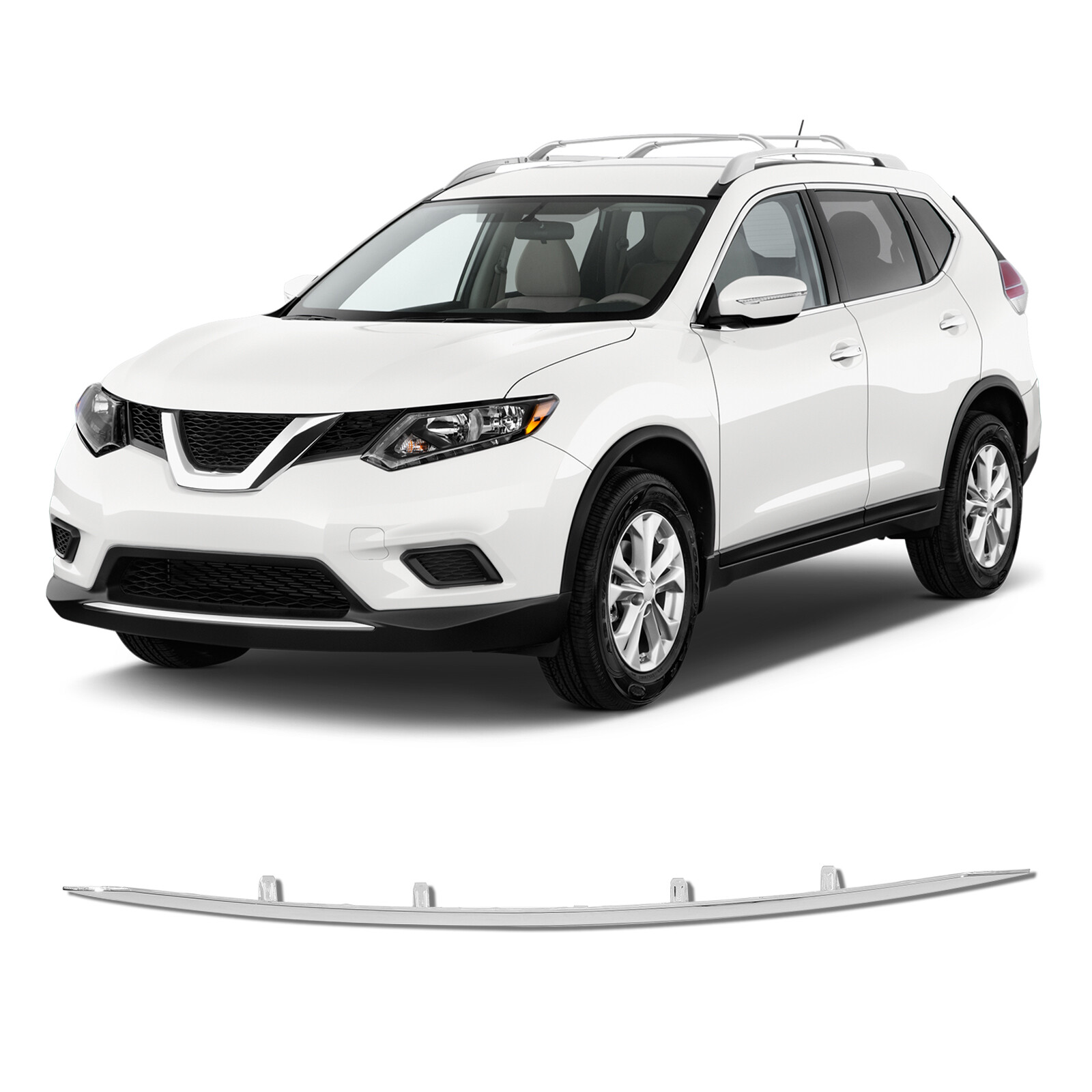 For 2014 2015 2016 Nissan Rogue Front Lower Bumper Chrome Moulding Trim New
