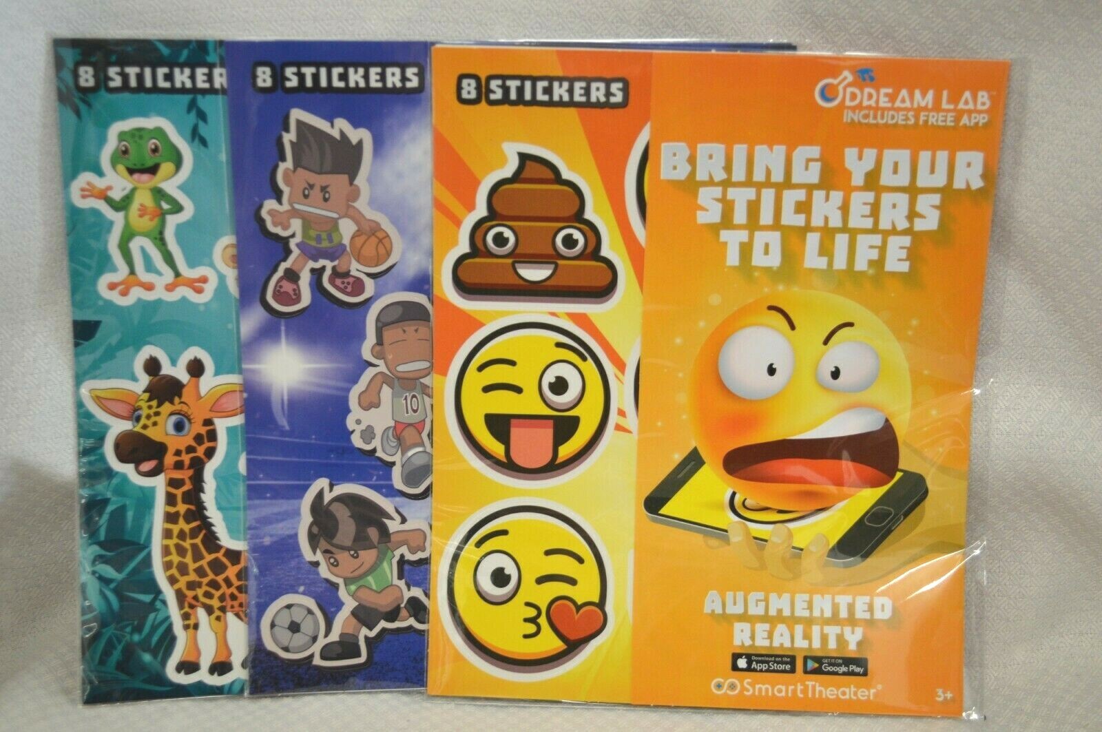 U Pick AUGMENTED Reality STICKERS Emoji SPORTS Soccer GIRAFFE Animals DREAM LAB
