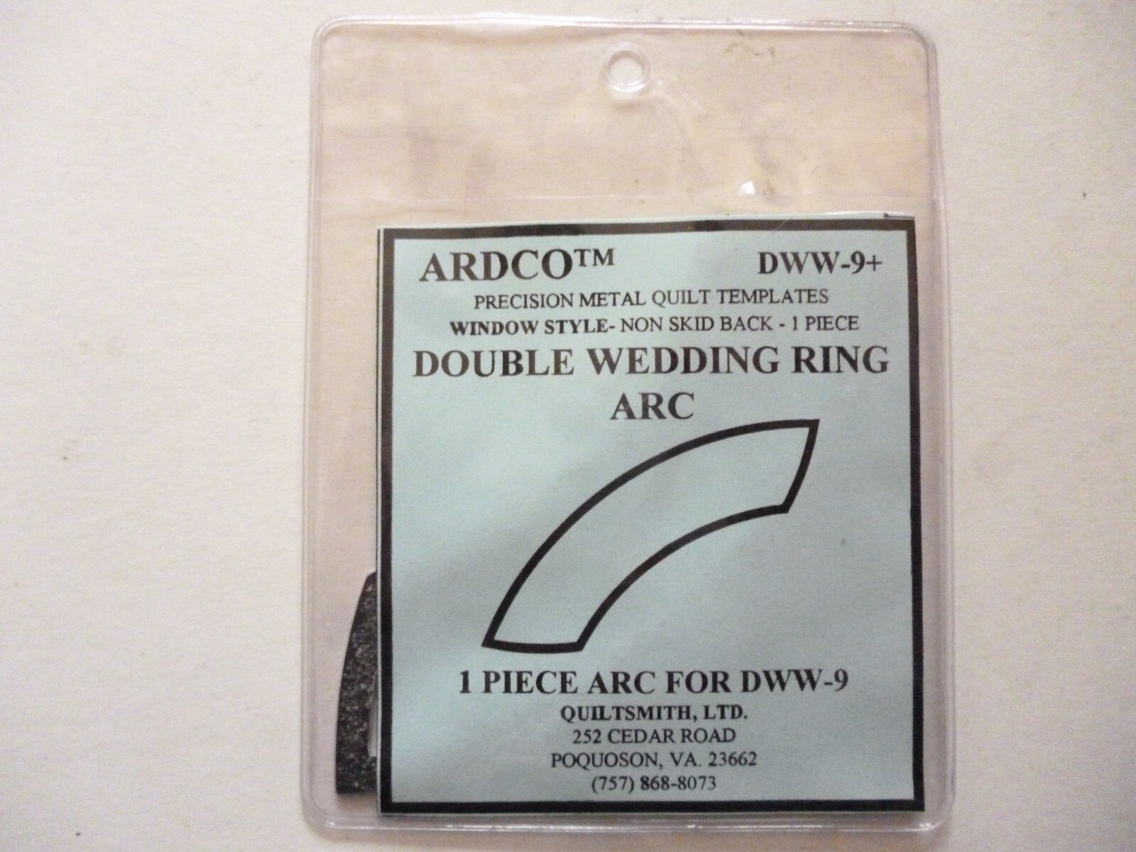ARDCO PRECISION METAL NON-SKID QUILT TEMPLATES DOUBLE WEDDING RING ARC DWW-9+