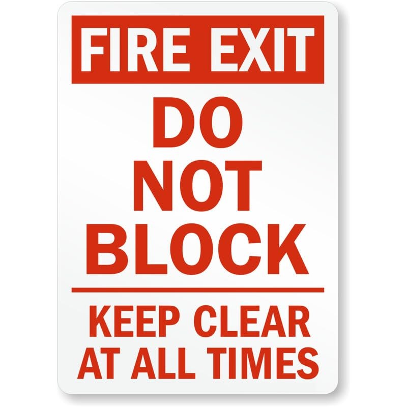Fire Exit Do Not Block Aluminum Weatherproof Sign b01611