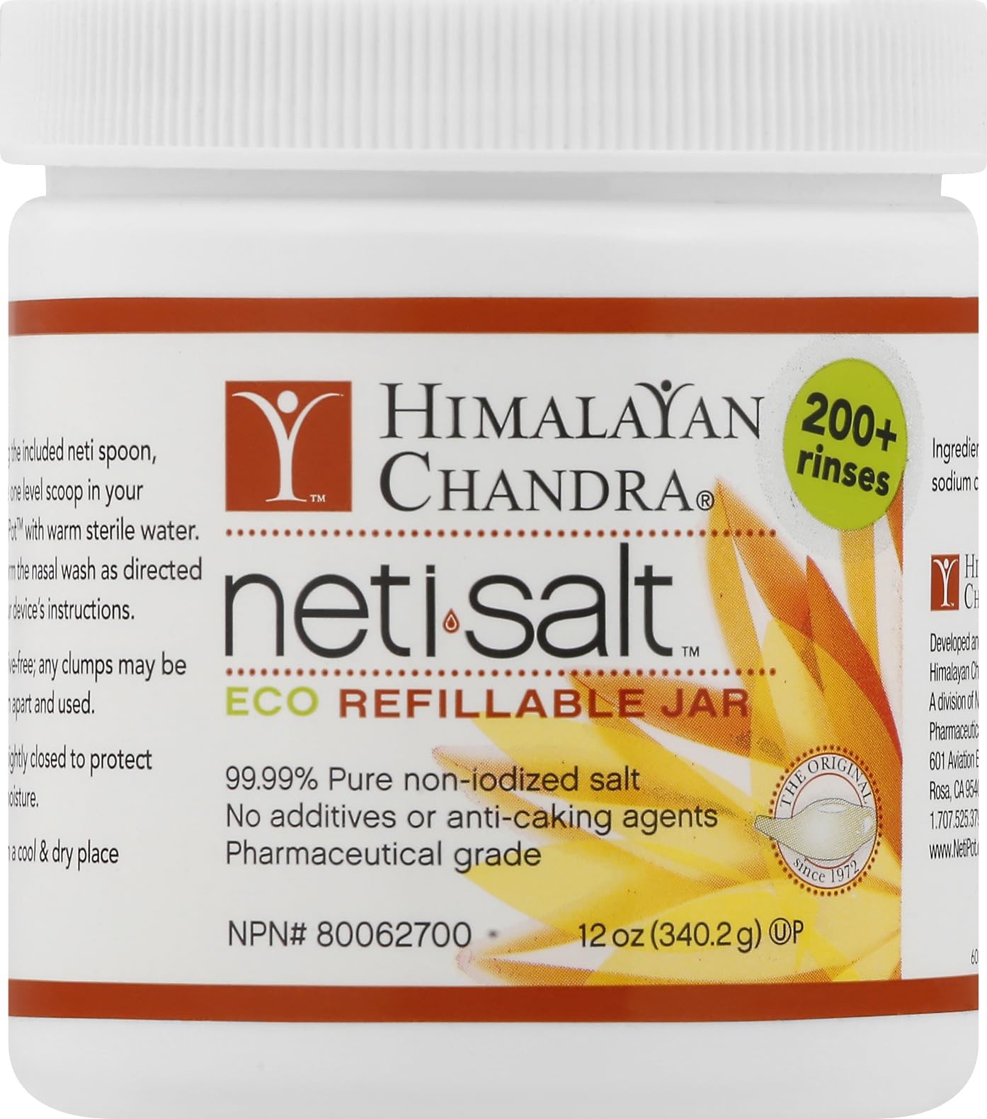 Himalayan Chandra Neti Pot Salt Jar, 12 oz 12 Ounce (Pack of 1), White