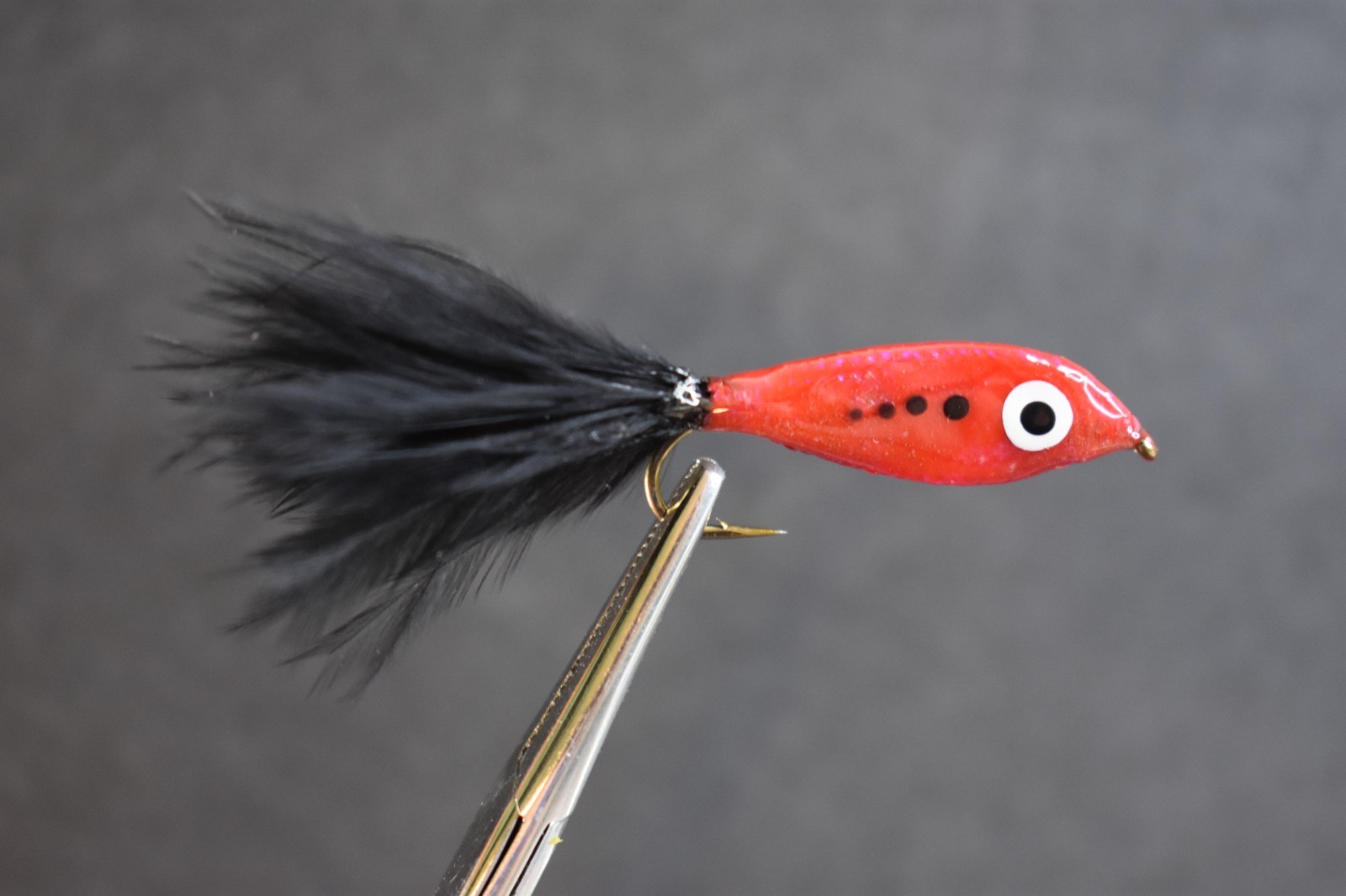 Black & Red w/ Black Spots EPOXY MINNOW Nymph Fishing Flies 1 Fly, U Choose