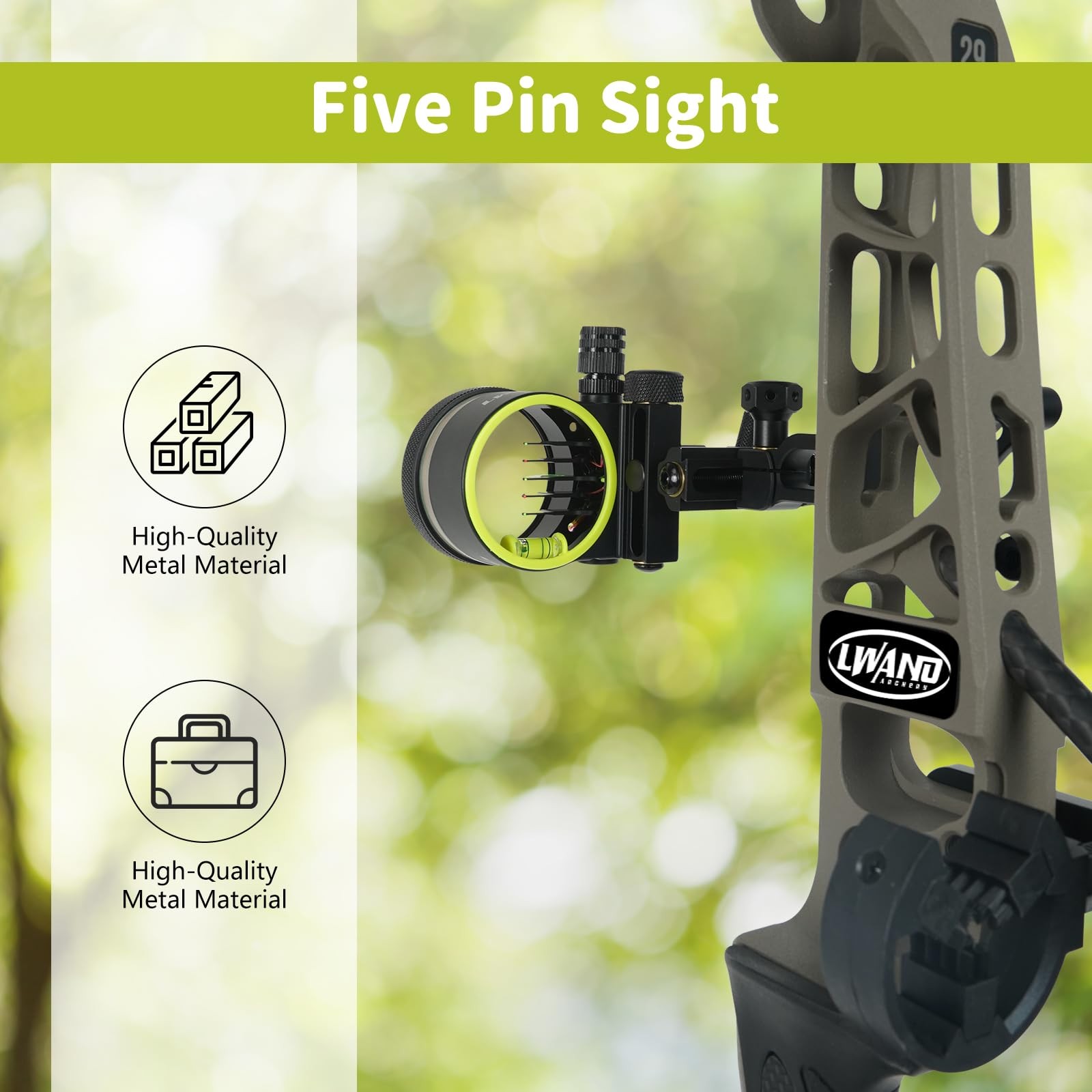 Compound Bow Sight Archery 5-Pin Short Bar - 0.019" -