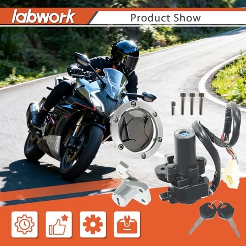 Motorcycle Ignition Switch Lock Key Fuel Cap Replacement for Kawasaki EX250J