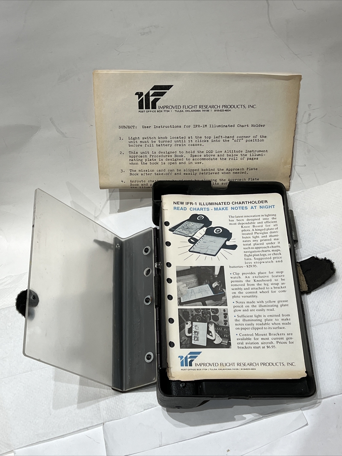 Vintage IFR-1 Illuminated Chartholder With diagrams and notes Military