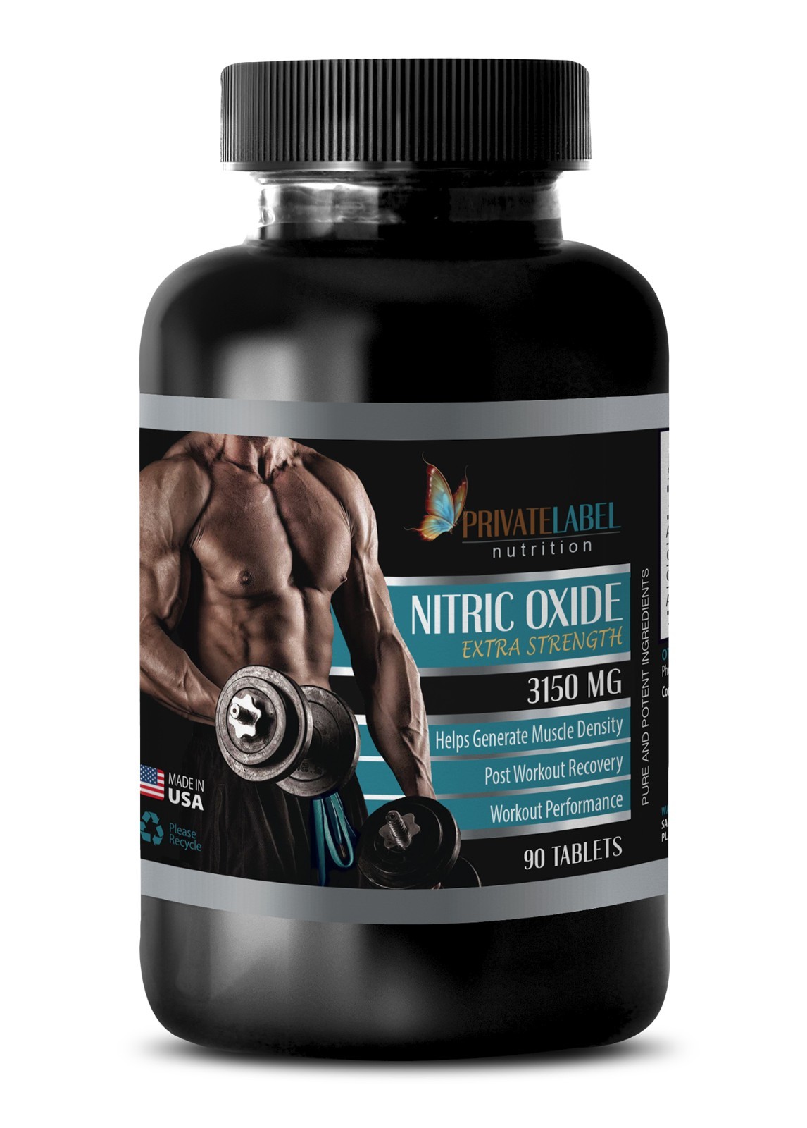Nitric Oxide 3150mg Tablets - Muscle Mass - 90 Capsules 1 Bottle