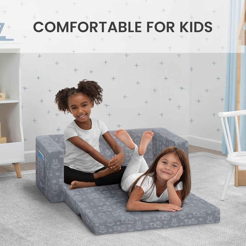 Convertible Kids Sofa Lounger Easy Clean Foam Chair Lightweight Portable Armrest