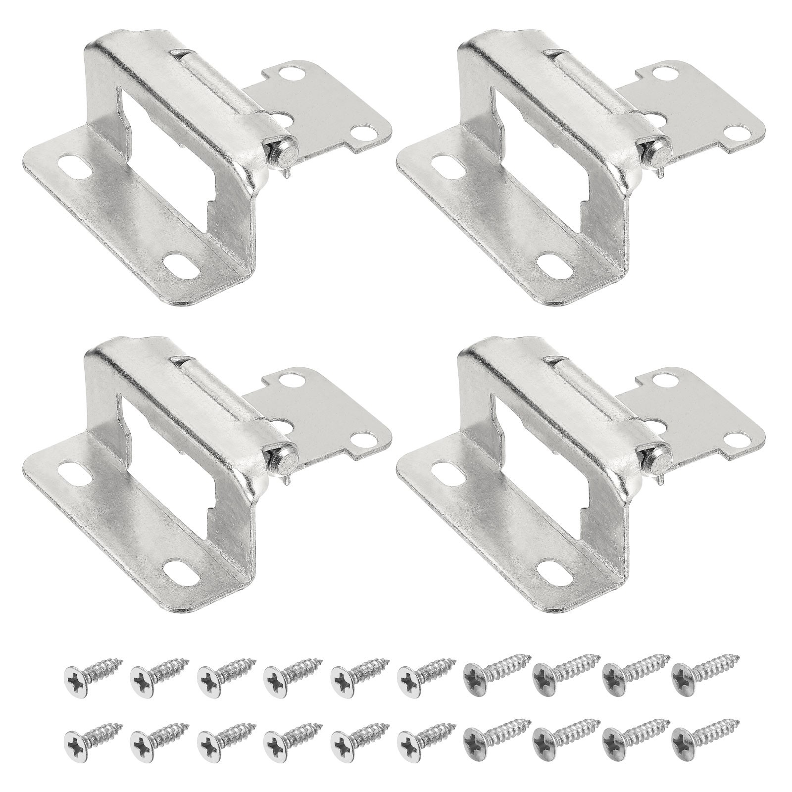 4 Set 1/2" Overlay Cabinet Kitchen Hinges with Screws Nickel silver