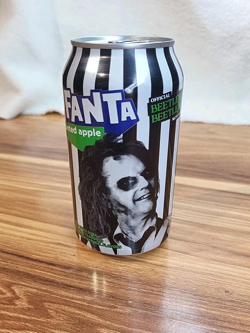 NEW LIMITED EDITION Beetlejuice Fanta Movie Haunted Apple Soda Can 12 FL Oz Rare