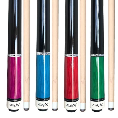 Pool Cue Set of 4 Pool Cue Stick (18oz-21oz), 13mm Tip, 58", 4-cues-set