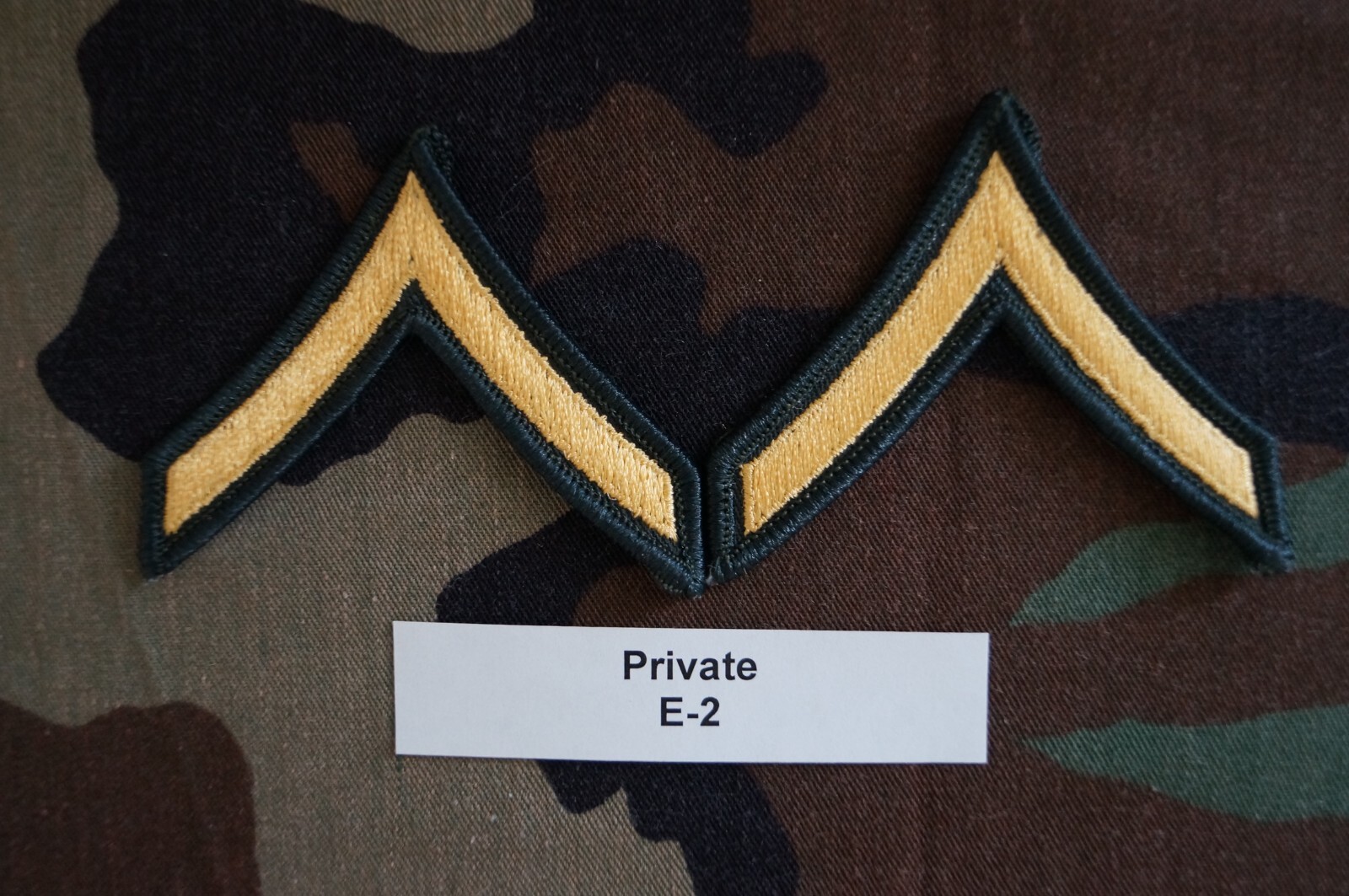 US Army Private 2 E-2 / PV2 Class A Military Patch Rank Sew Authentic MALE