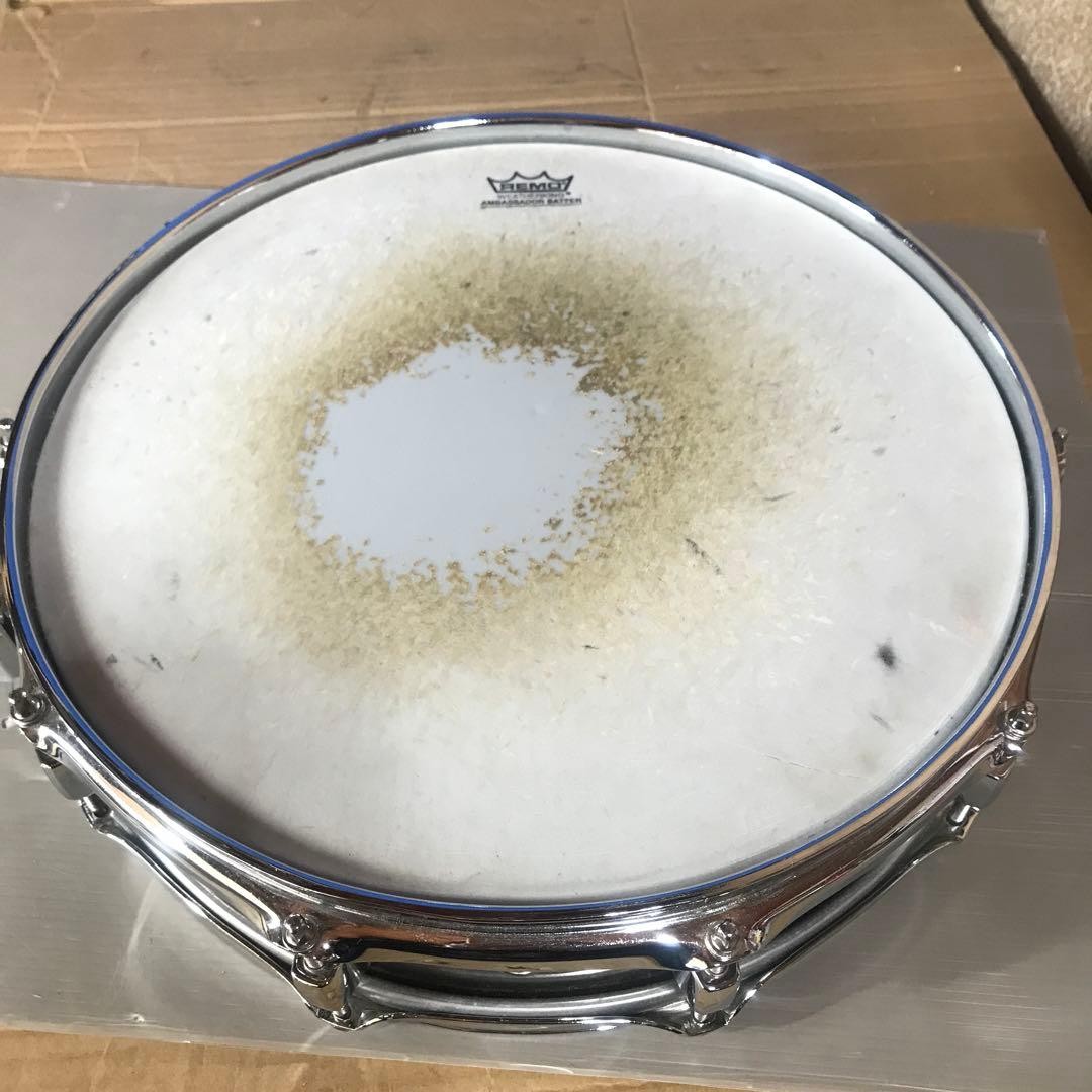 Pearl Steel Shell Remo Wetherking Snare Drum with Sticker, As-Is, for Parts