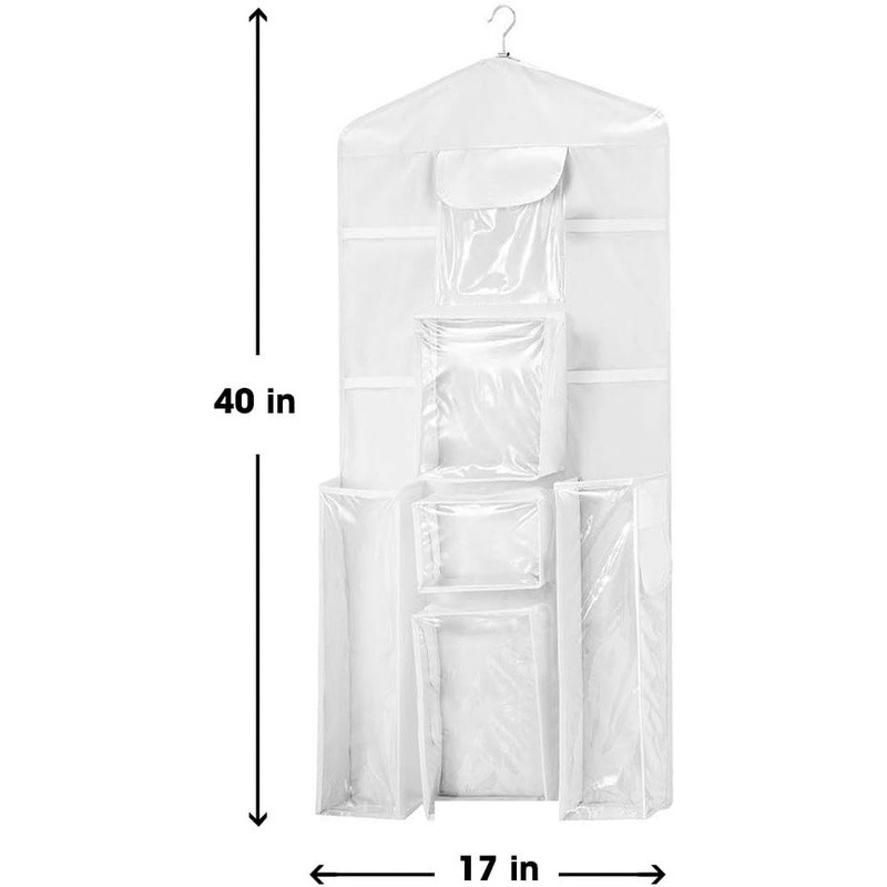 Hanging Closet Organizer Gift Wrapping Paper W/ Storage Compartments & Door Hook