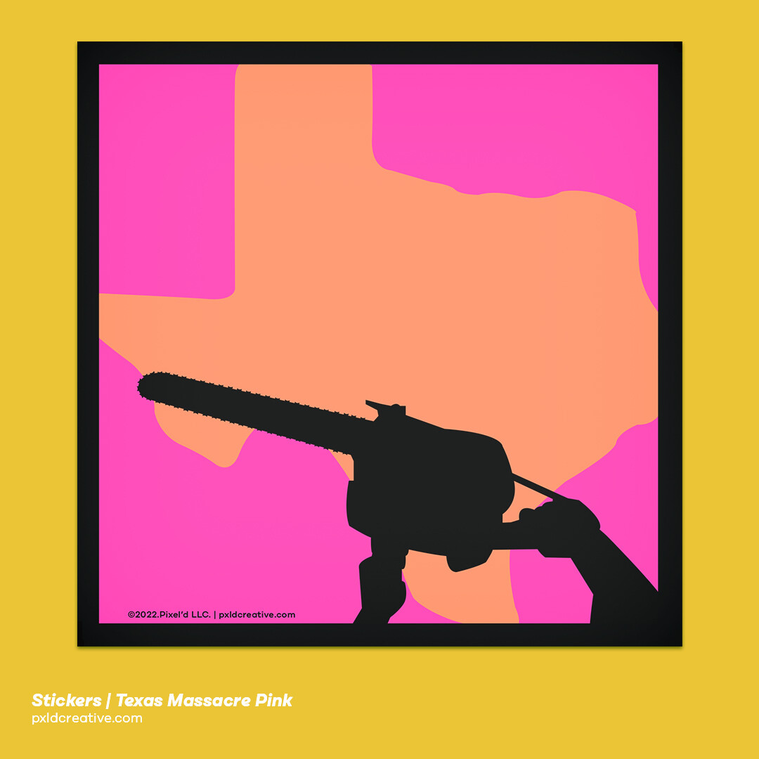 Stickers | Texas Chain Saw Massacre, horror stickers, movie, leatherface, pink