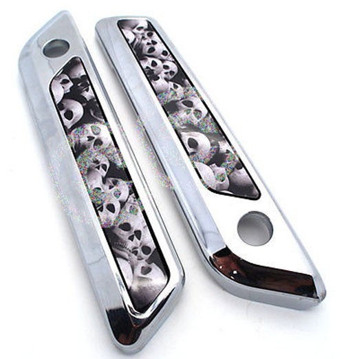"Grey Skull Pile" - Saddlebag Latch Reflector Insert Decals for 2014 Harley