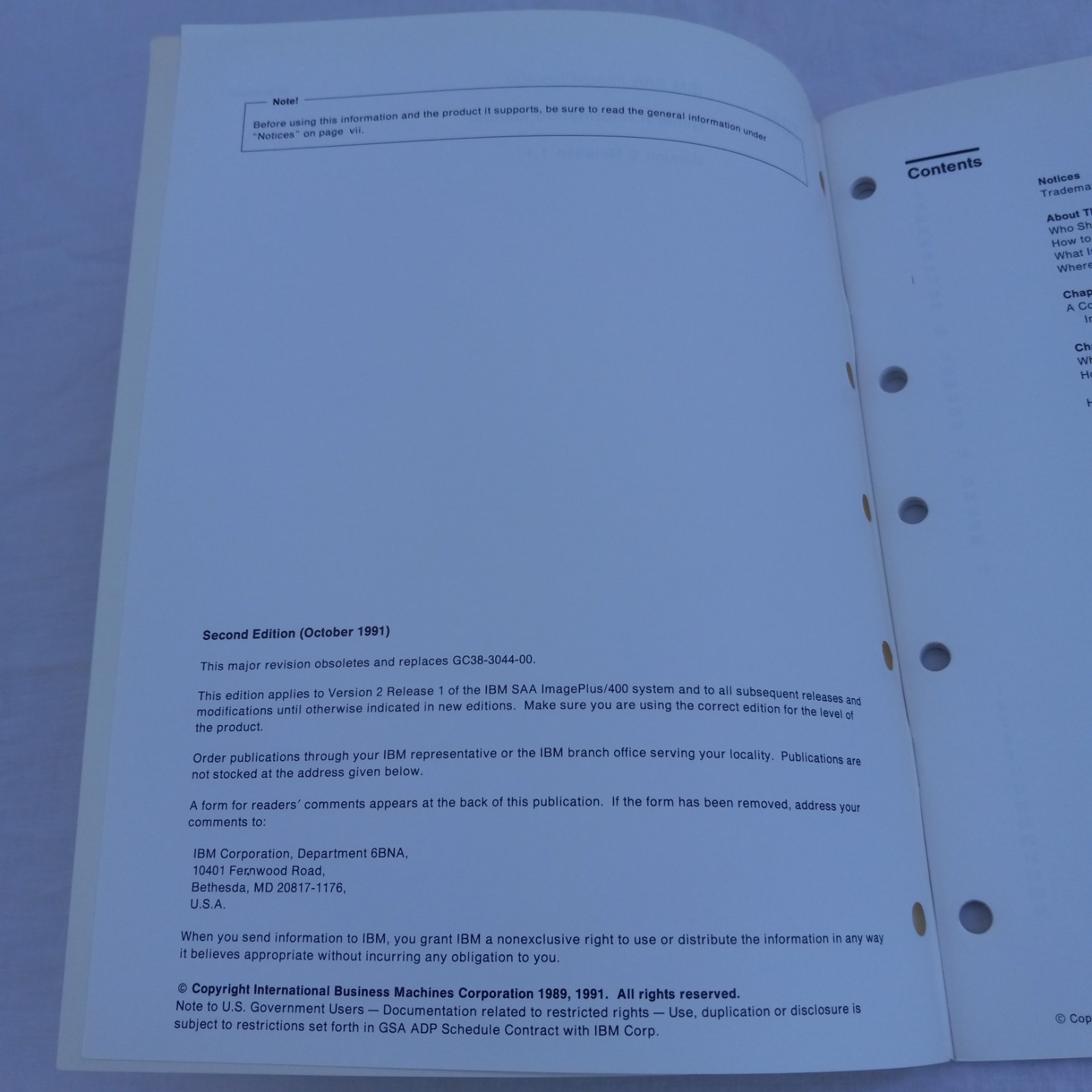 1991 2nd Ed IBM SAA ImagePlus GENERAL INFO MANUAL AS/400 Guide 64pg