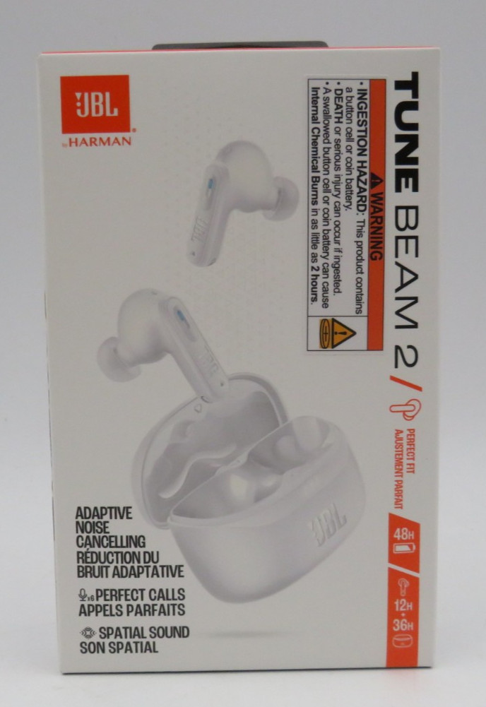 JBL Tune Beam 2 Wireless Noise Cancelling Earbuds White NEW SEALED