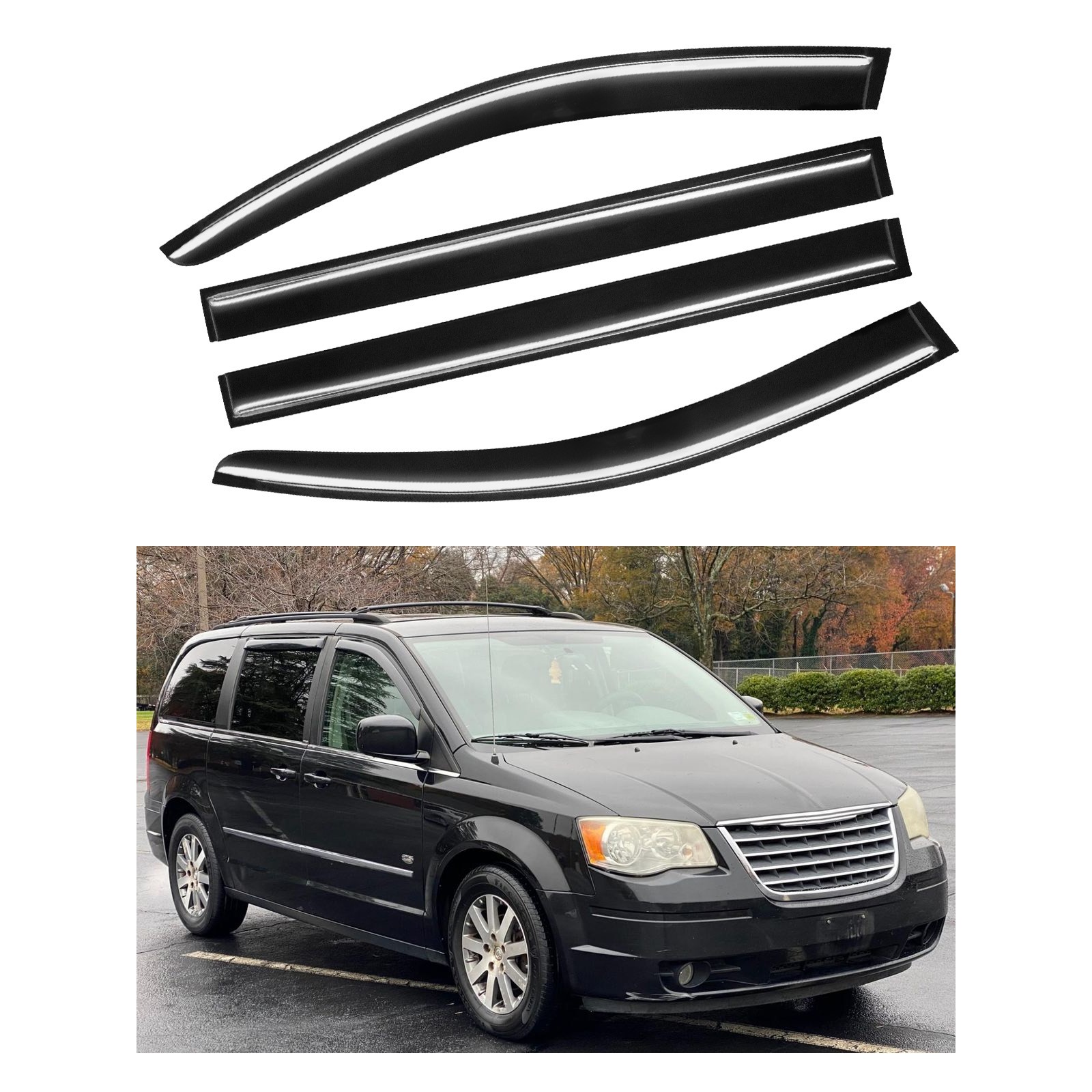 Fit 08-16 Chrysler Town & Country 08-20 Dodge Grand Caravan Window Visors Guard