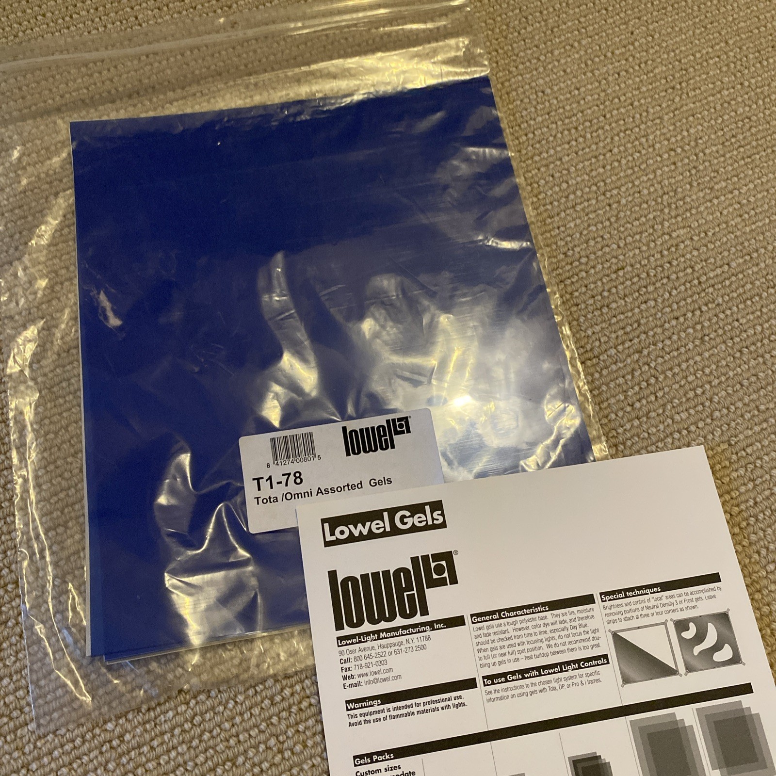 Tiffen Lowel Gels T1-78 (5 Gels - 10” x 12” - Day Blue, ND, Frost)