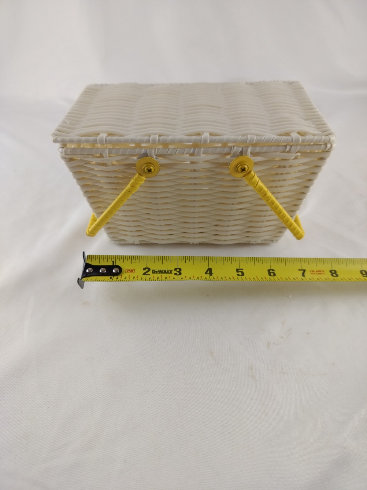 Empty Beekman 1802 White Gift Basket Yellow Handles