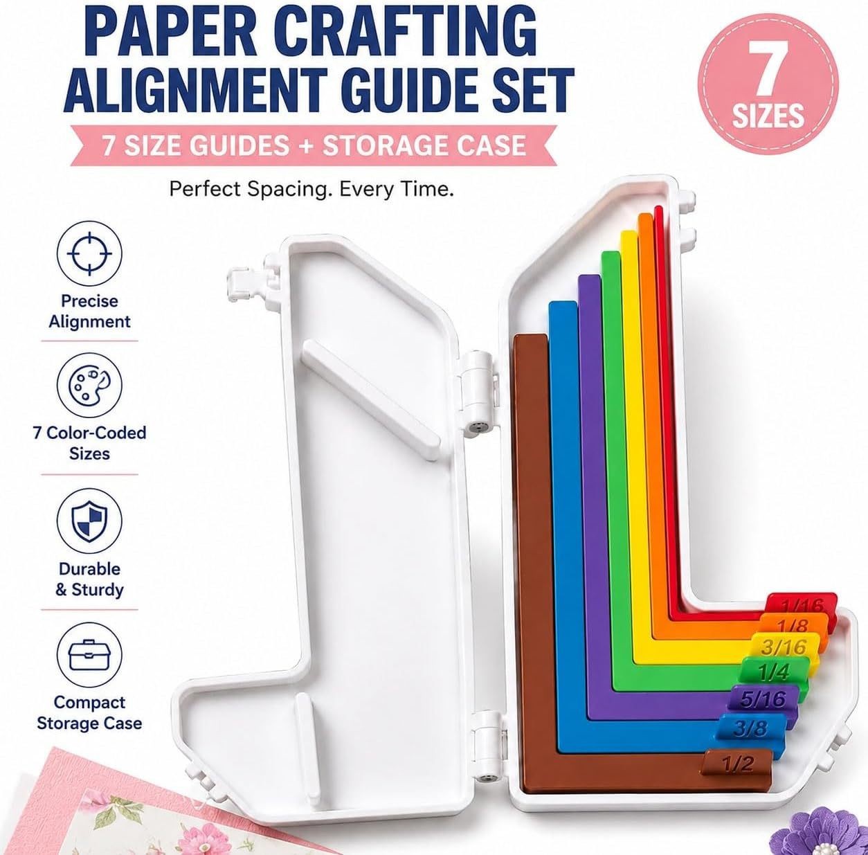 7PCS 3D Printed Paper Crafting Alignment Guides L-Shape Scrapbooking Tools Set