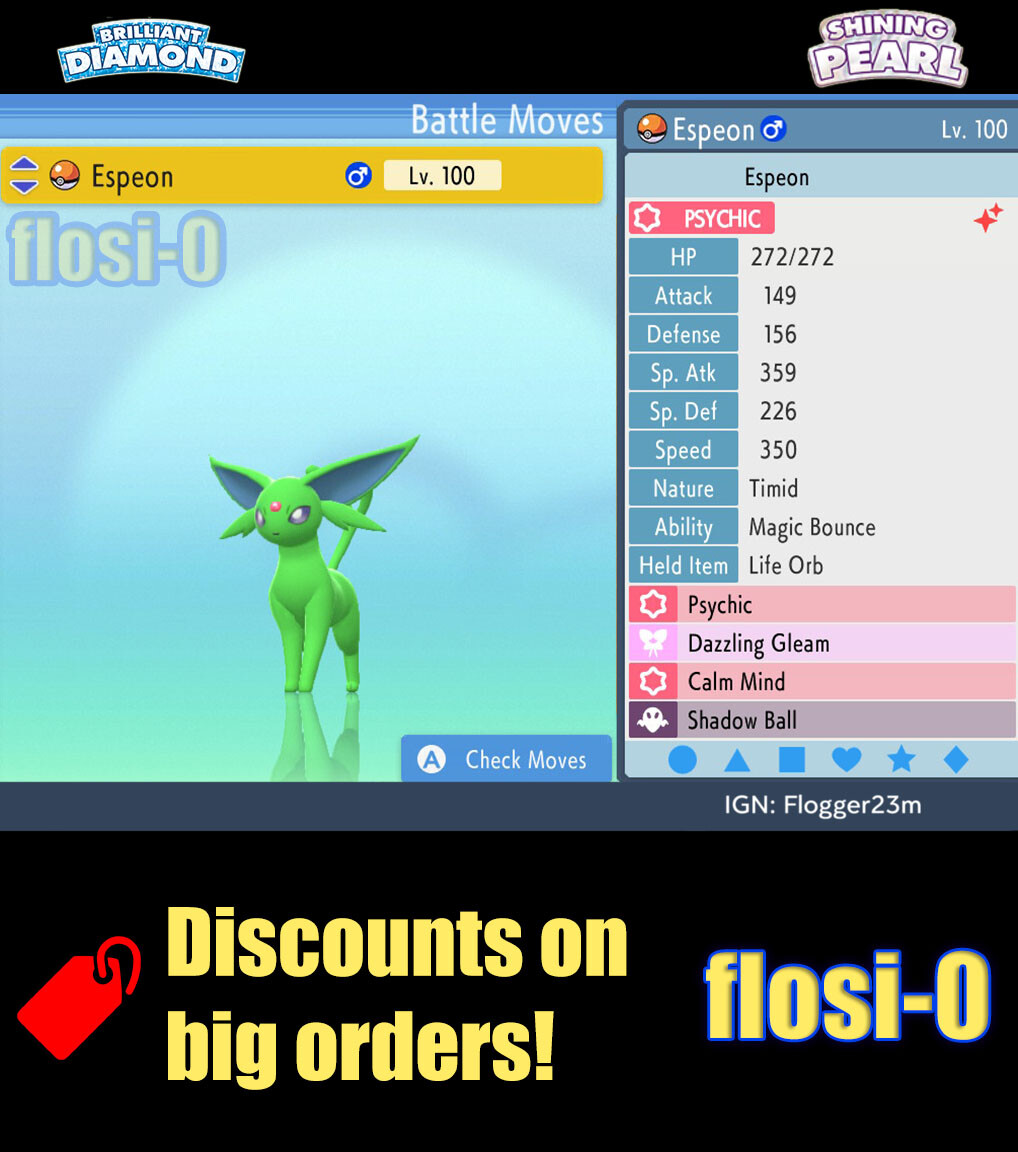6IV Shiny Espeon Pokemon Brilliant Diamond and Shining Pearl