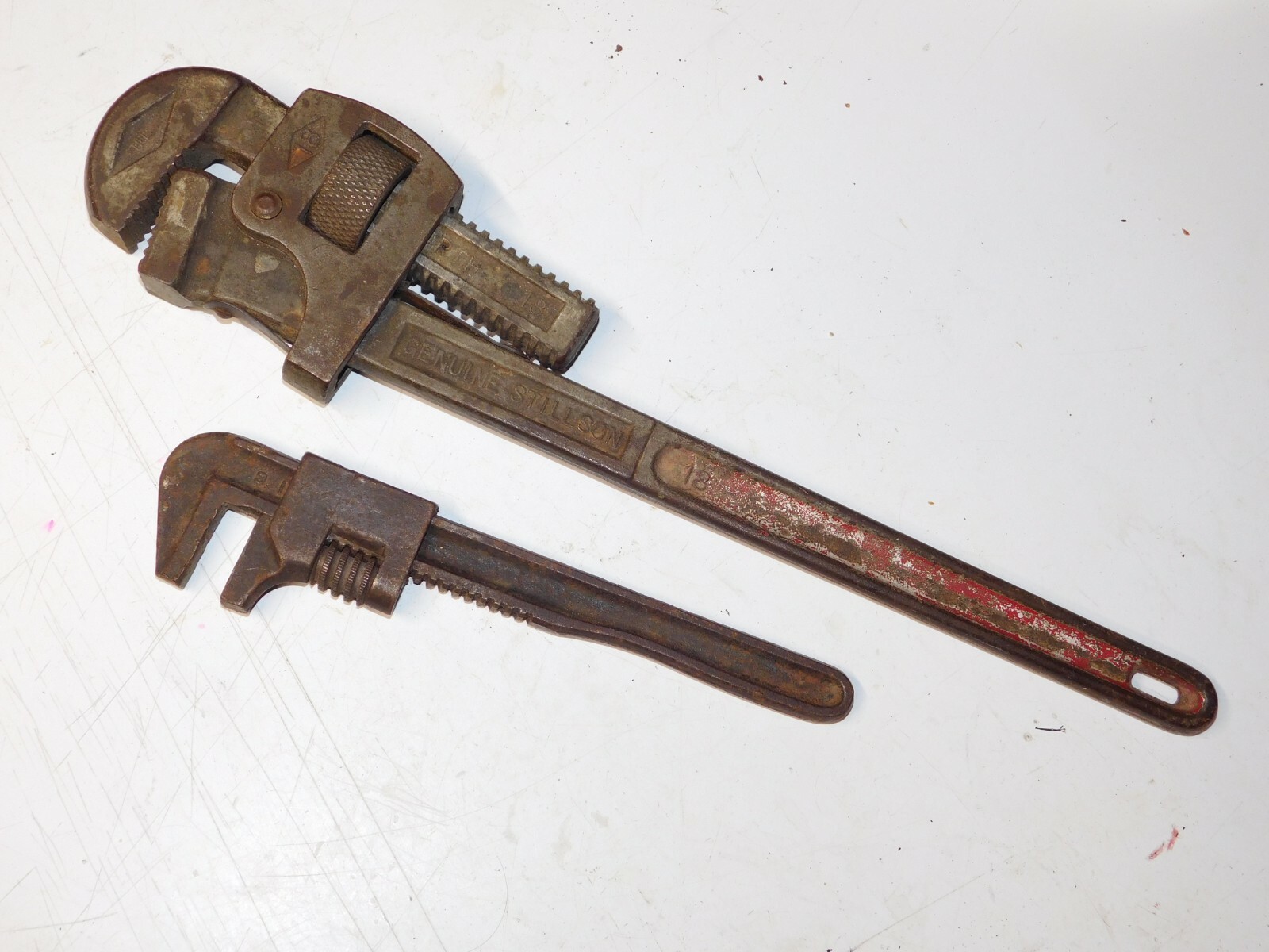TWO Vintage Wrench -  Stillson WALWORTH MFG. CO. 18" Pipe Wrench + 9" Auto.