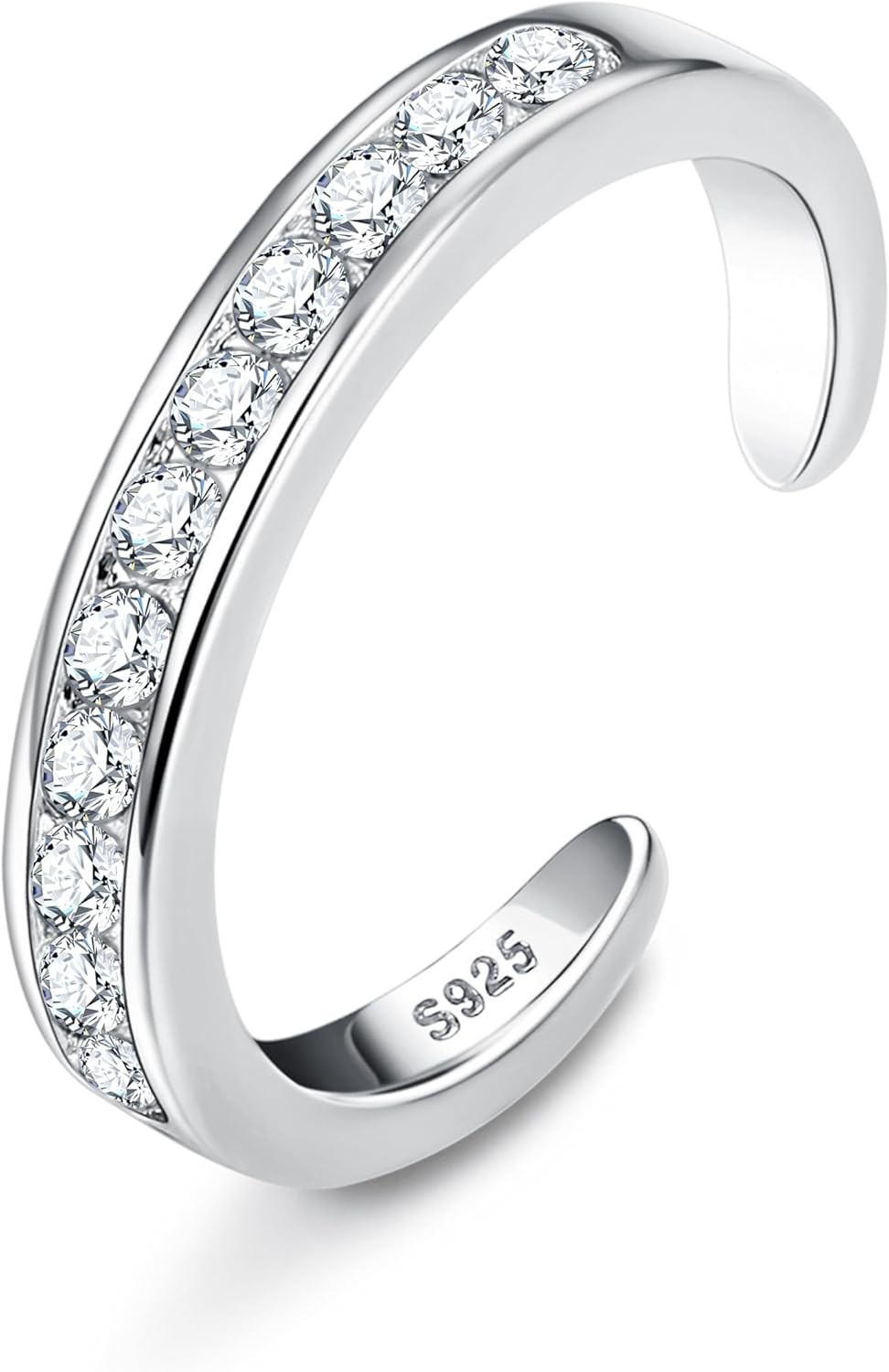 925 Sterling Silver Adjustable Toe Rings 18K White Gold Plated Beach Jewelry Set