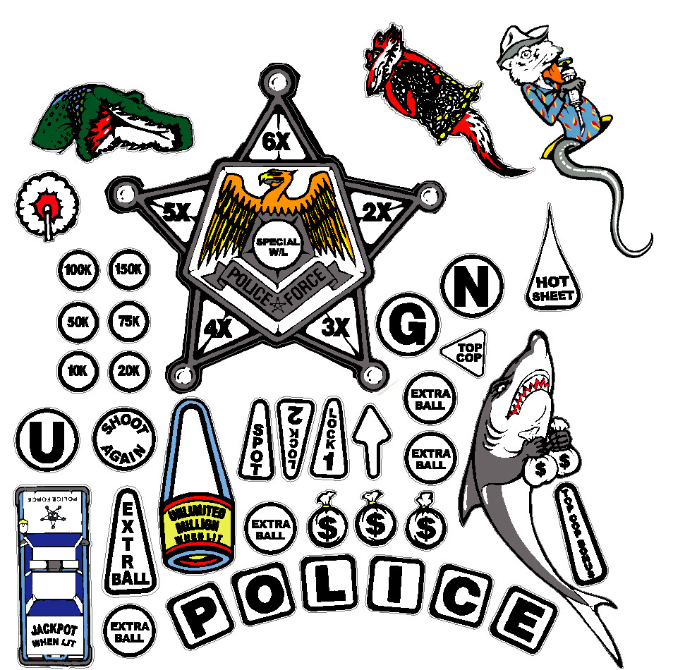 Police Force Pinball Machine Insert Decals