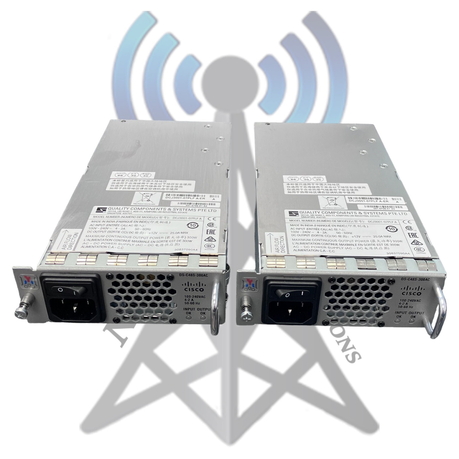 Lot of 2, Cisco, DS-C48S-300AC, CMUPAC4CAA, MDS AC Power Supply, *Alex424*