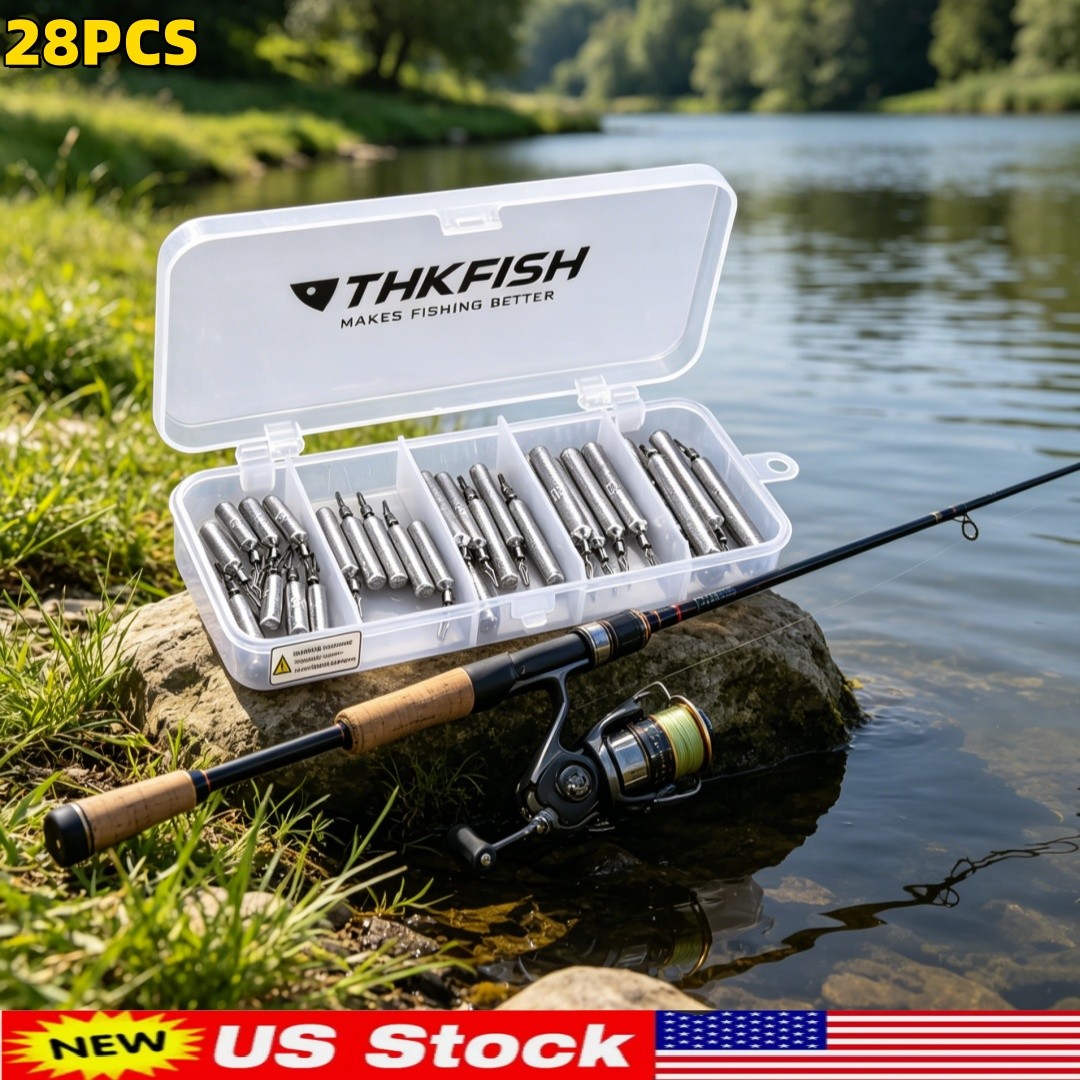 THKFISH Drop Shot Weights Kit 28PC Fishing Sinkers Wacky Hooks Bass Fishing Gear