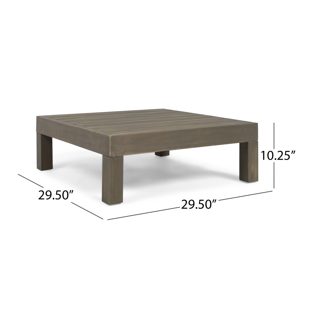 3-Piece Loveseat Set w/ Coffee Table for Porch, Acacia Wood Frame, White