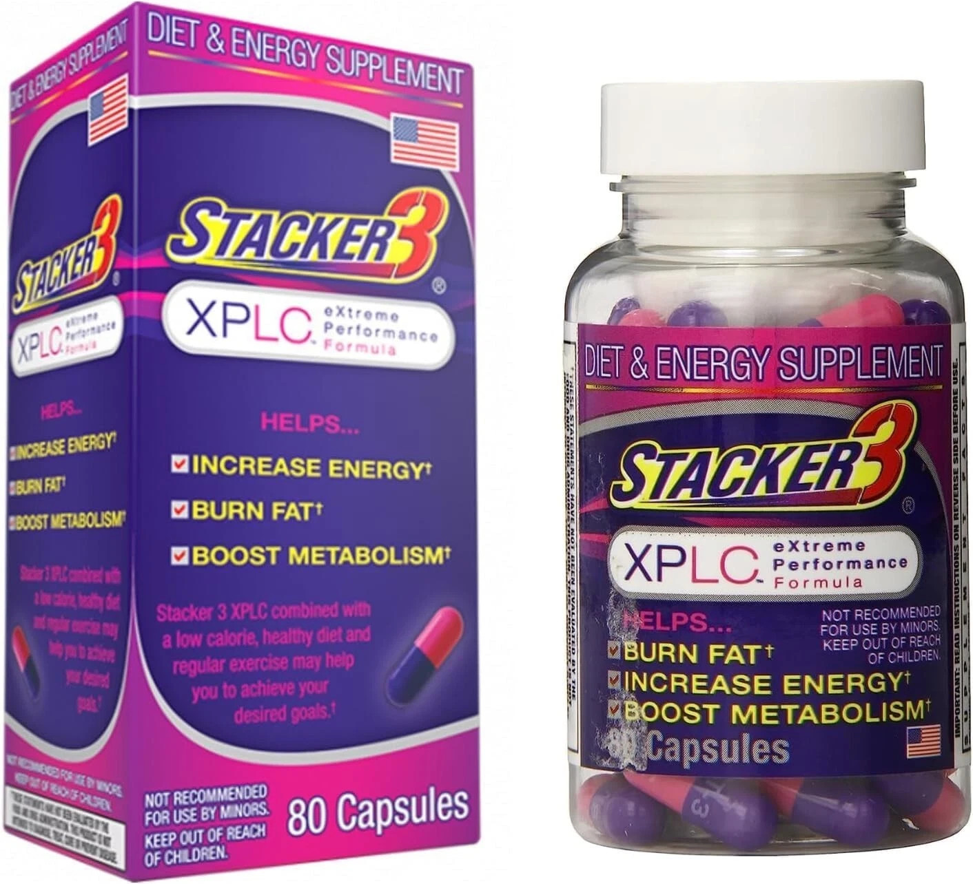 1xStacker 3 XPLC Body Fat Burner and Metabolism Boosting 80 capsules