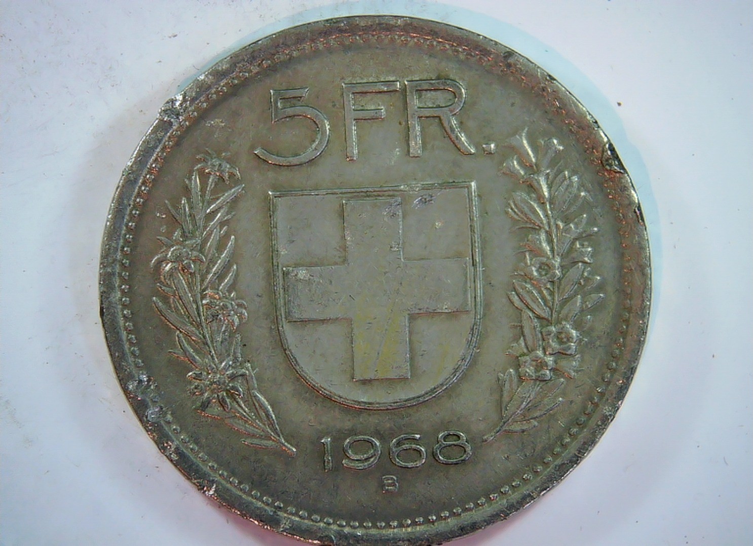 Switzerland 1968 5 Francs Swiss 5 Francs (Helvetia head / Swiss shield) Coin