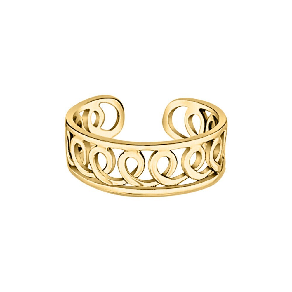 Women's 14K Yellow Gold Plated Filigree Cutout X Mid Finger Toe/Midi Ring