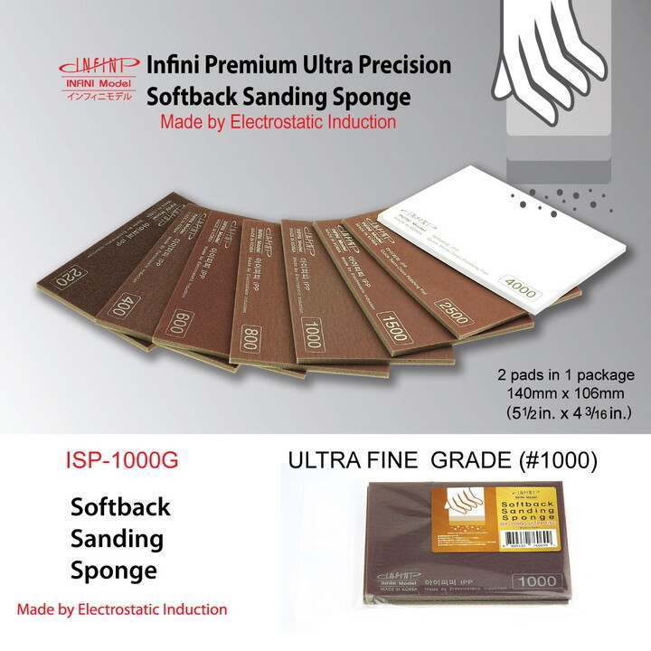 Infini Softback Sanding Sponge - Ultra Fine Grade #1000 (140mm x 106mm)