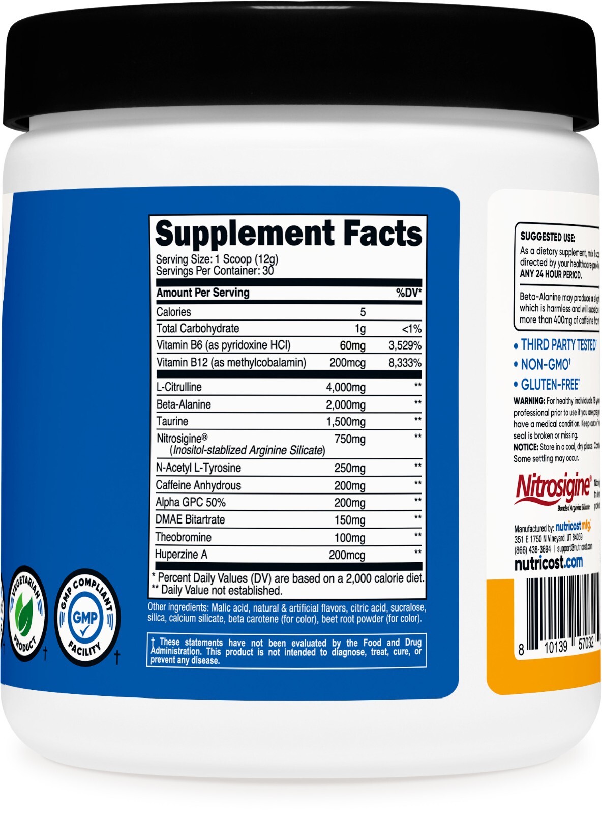Nutricost Pre-Workout Complex Powder (Peach Mango) 30 Servings
