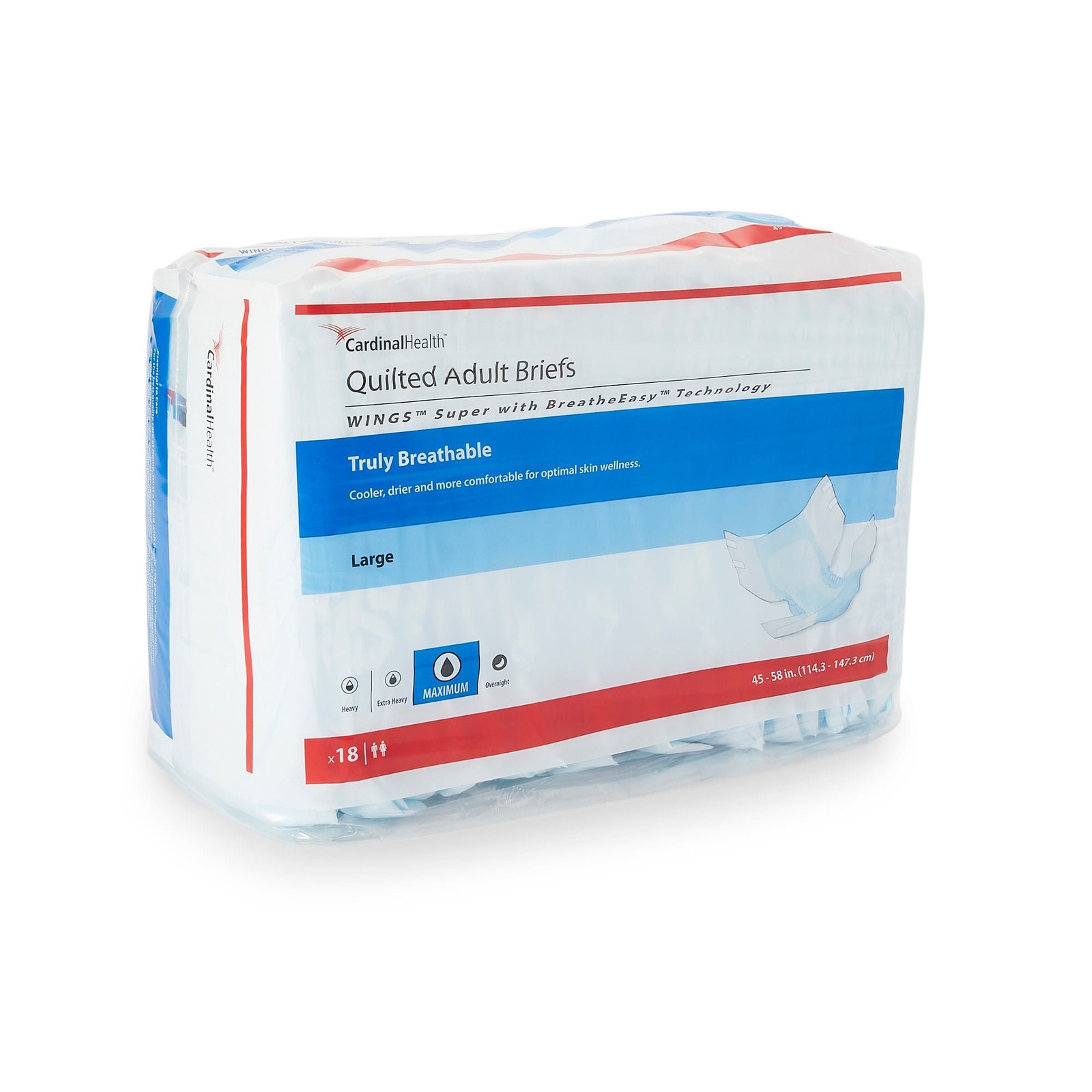 Wings Super Quilted Incontinence Brief L Quilted 87084A 65 18 Ct